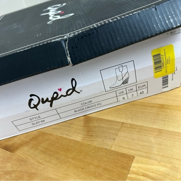 NEW Qupid Slay Black Crocodile Embossed Ankle Boots Size 9 - Picture 16 of 16